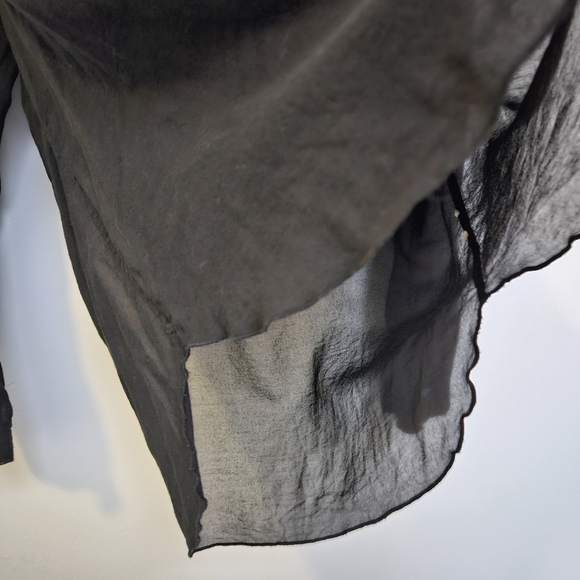 Wilfred Aritzia 100%Silk Large Black Tunic Quater Button Up Long Sleeve Blouse - Picture 10 of 12